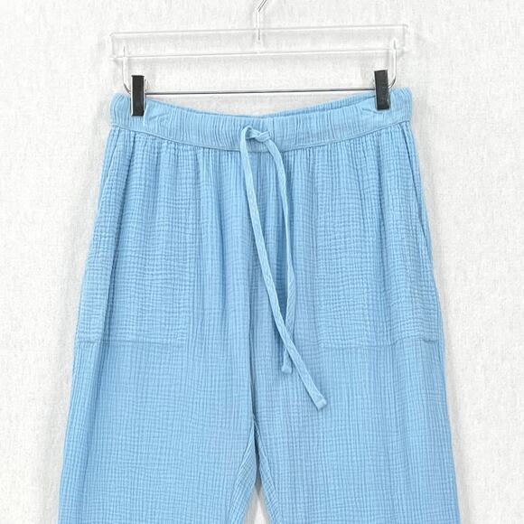 ENZA COSTA Cotton Gauze Straight Leg Jogger Pants Womens Medium Light Blue NEW - Picture 3 of 12